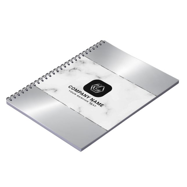 Graue Marmor- und Metallsilbertextur Notizblock (Linke Seite)