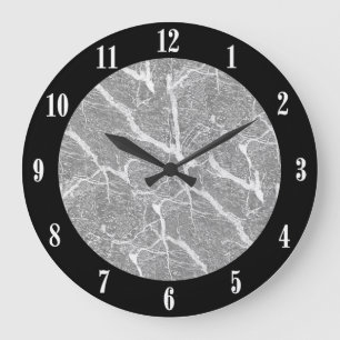 Graue Marmordruck und weiße Zahlen Große Wanduhr