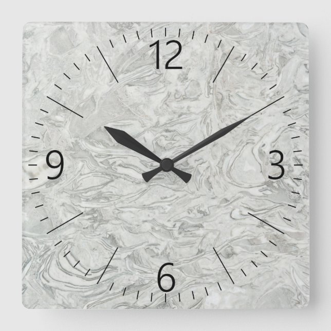 Graue Marmoroberflächen Quadratische Wanduhr (Vorderseite)