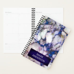 Graue Marmorsteine und blauer Glitzer Planer