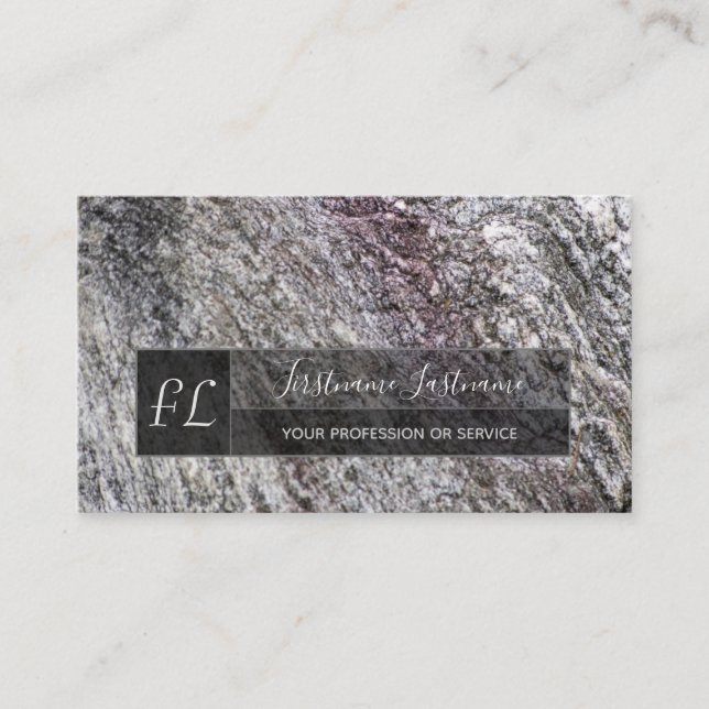 Graue Marmorstruktur in Monogramm Visitenkarte (Vorderseite)