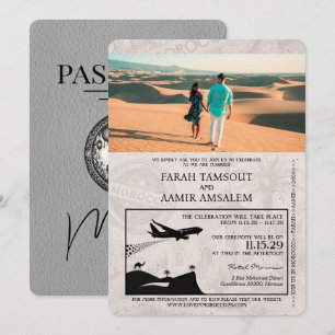 Graue marokkanische Pass-Hochzeitseinladung Einladung