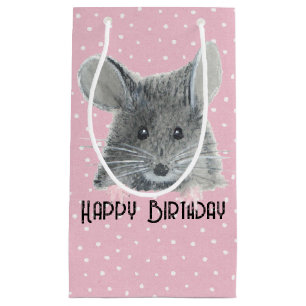 Graue Maus auf Polka Dots Kleine Geschenktüte