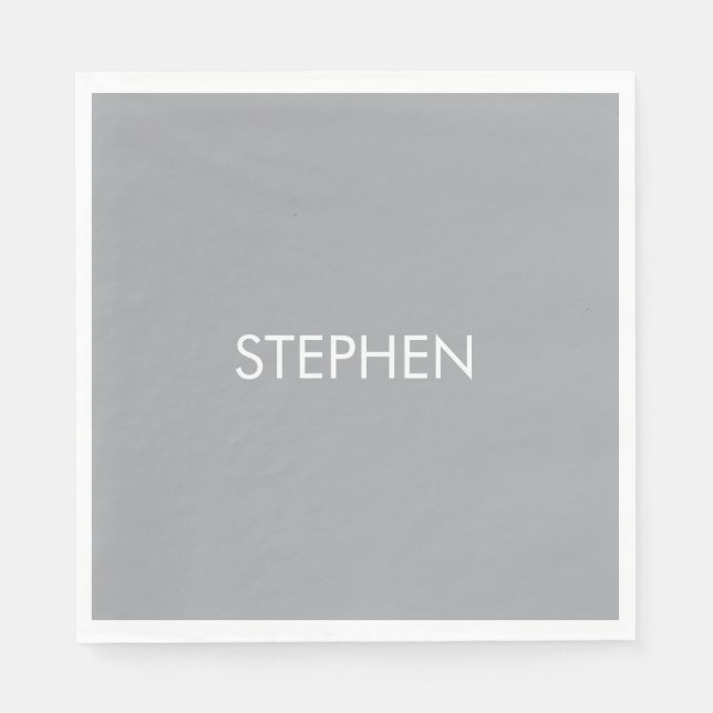 Graue minimalistische benutzerdefinierte Name  Serviette (Vorderseite)