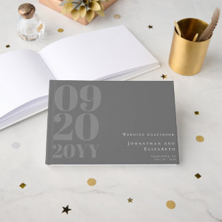 Graue Minimalistische, fette Art Wedding Gästebuch