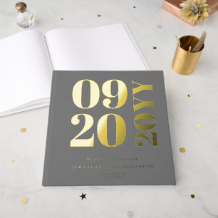 Graue Minimalistische, fette Art Wedding Gästebuch