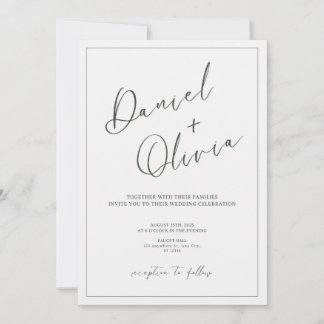 Graue minimalistische Hochzeit Einladung