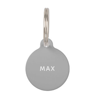 Graue minimalistische individuelle Name Haustiermarke