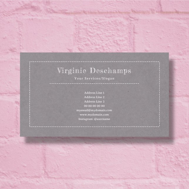 Graue Minimalistische Kraft Rustic Business Card Visitenkarte (Kraft & Rustic Gray Business Card)