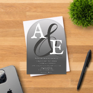 Graue Minimalistische Monogramm-Hochzeit Acryleinladungen