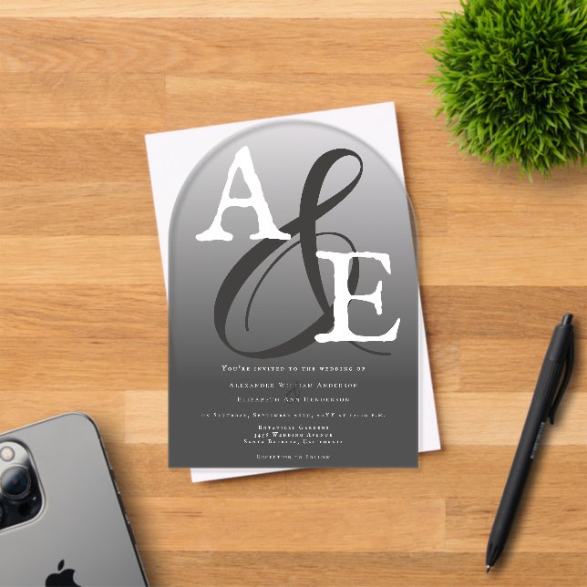 Graue Minimalistische Monogramm-Hochzeit Acryleinladungen (Insitu (Einladungskarte))