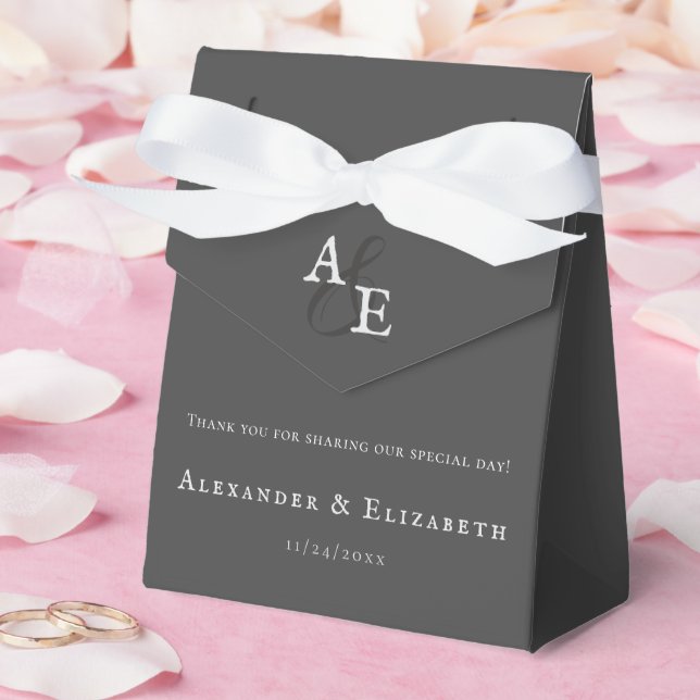 Graue Minimalistische Monogramm-Hochzeit Geschenkschachtel (Hochzeit)