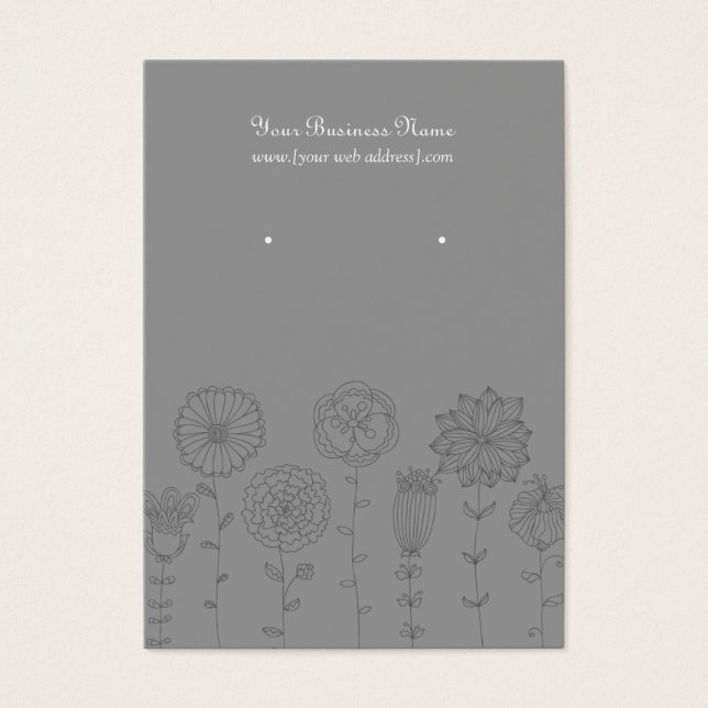 Graue Mod-Blume Benutzerdefinierte Earring-Karte (Vorderseite)