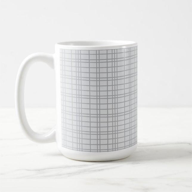 Graue, moderne, einfache, coole, trendige Rasterli Kaffeetasse (Links)