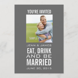 Graue, moderne Foto Hochzeitseinladungen Einladung