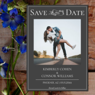 Graue moderne Foto-Speichern Sie das Datum Save The Date