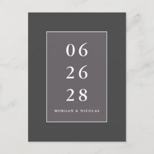 Graue moderne Minimalistische Hochzeit rettet das  Postkarte