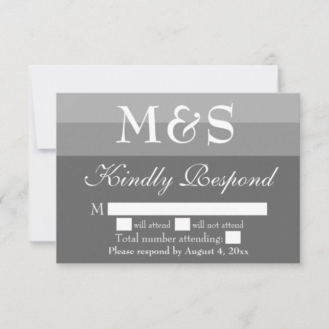 Graue, moderne Script Wedding RSVP Card Dankeskarte (Vorderseite)