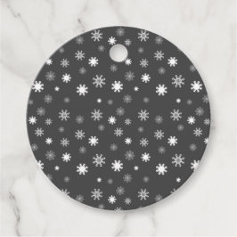 Graue monochromatische Schneeflocken Grafik Geschenkanhänger