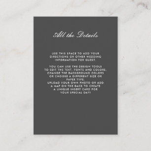 Graue monochrome FLORAL-WEDDING Details Richtungen Begleitkarte