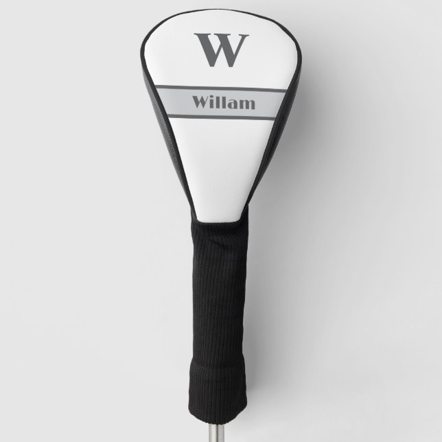 Graue Monogram Name Golf Head Cover Headcover (Vorderseite)