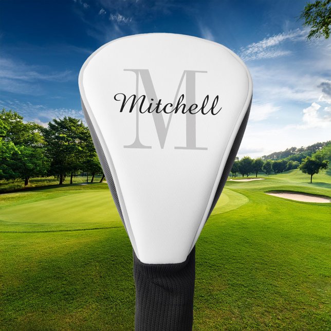 Graue Monogramm Initial und Name Personalisiert Golf Headcover (Von Creator hochgeladen)