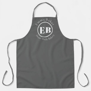 Graue Monogramm-Kochschürze mit personalisiertem L Schürze
