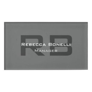 Graue Monogramm Minimalistisch Personalisiert Mode Namenschild