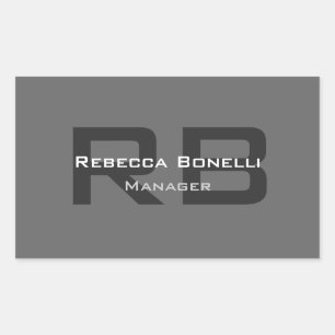 Graue Monogramm Minimalistisch Personalisiert Mode Rechteckiger Aufkleber