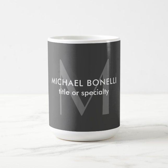 Graue Monogramm Moderne Minimalistische Vorlage Kaffeetasse (Mittel)