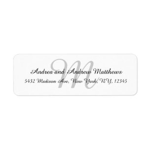 Graue Monogramm-Rücksendeetiketten für Hochzeiten