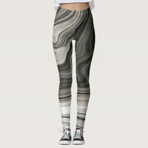 Graue monotone künstlerische Acryl-Pour-Abstraktio Leggings