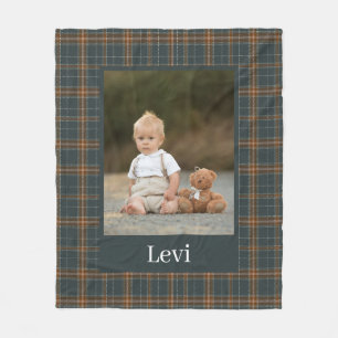 Graue Muster Boy Name Custom Foto Kids Fleecedecke