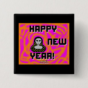 Graue Neujahrskombination wünscht einen 2 Zoll gro Button