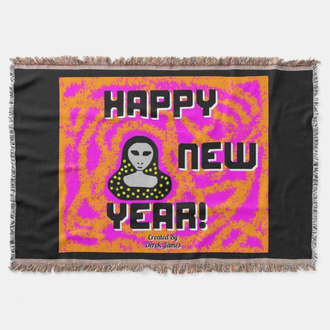 Graue Neujahrswünsche werfen Blanket Decke (Vorderseite)