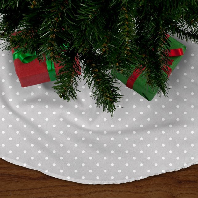 Graue Niedliche Polka Dots Polyester Weihnachtsbaumdecke (Von Creator hochgeladen)