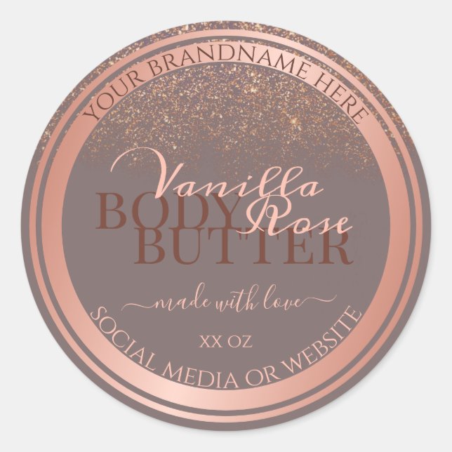 Graue Nobelverpackungsmarken Rose Gold Runder Aufkleber (Vorderseite)