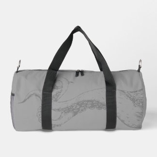 graue Oktopus-Tentakel auf grauem Duffle Bag