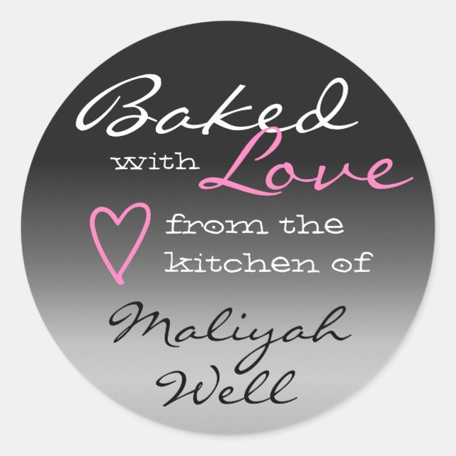 Graue Ombre Gradience gebacken mit Liebe Heart Pin Runder Aufkleber (Vorderseite)