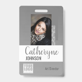 Graue Ombre Logo-Barcode-ID-Vorlage Ausweis