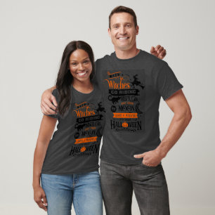 Graue Orange Cats Hexen Halloween T-Shirt