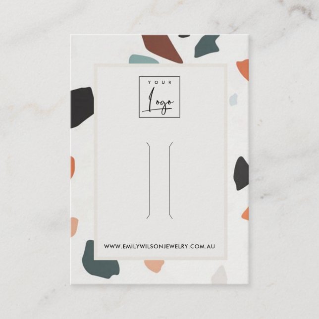 Graue Orange Green Terrazzo Hair Clip Logo Logo  Visitenkarte (Vorderseite)