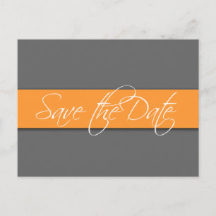 graue Orange Save the Date Postkarten Hochzeit