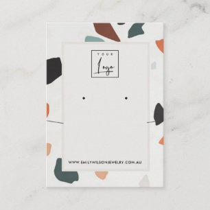 Graue Orange Terrazzo Erring Necklace Display Logo Visitenkarte