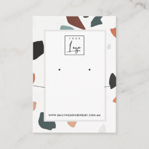 Graue Orange Terrazzo Erring Necklace Display Logo Visitenkarte