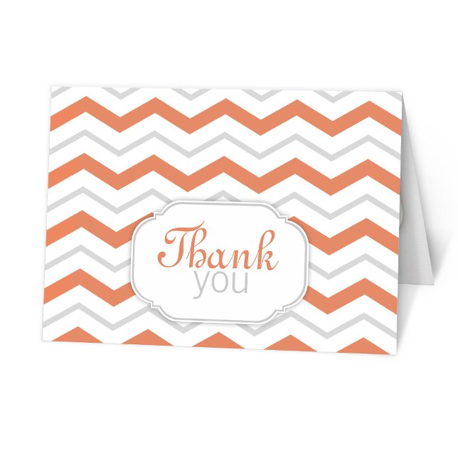 Graue Orange Zickzack Modern Danke Cards (Von Creator hochgeladen)