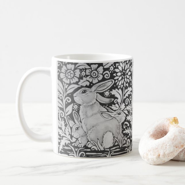 Graue Ostermüttergeschenk für Schwarz-weiße Kaninc Kaffeetasse (Mit Donut)