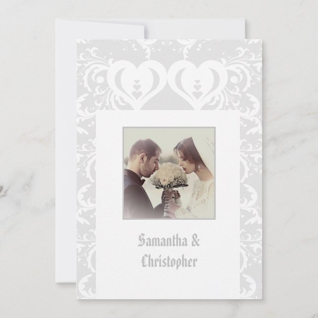 Graue Paperschnitt Hochzeitsfeier Einladung Foto (Rückseite)