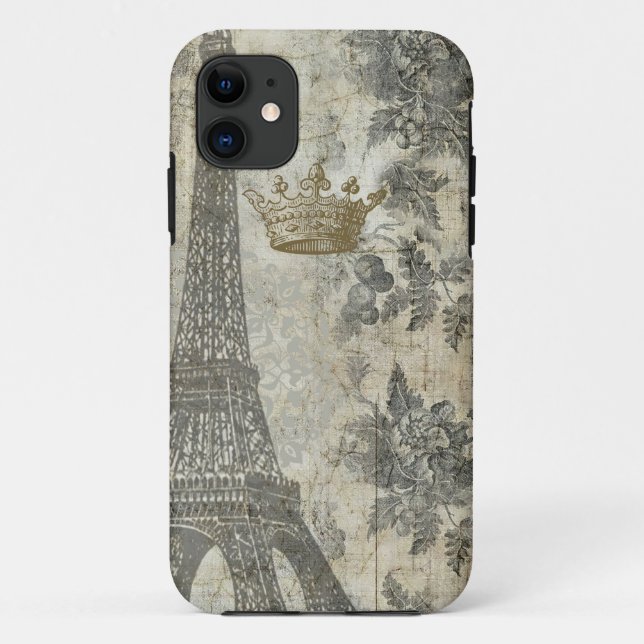 Graue Pariser Collage Case-Mate iPhone Hülle (Rückseite)