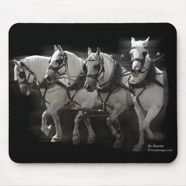 Graue Percheron Entwurfs-Pferde - vier Mousepad (Vorne)